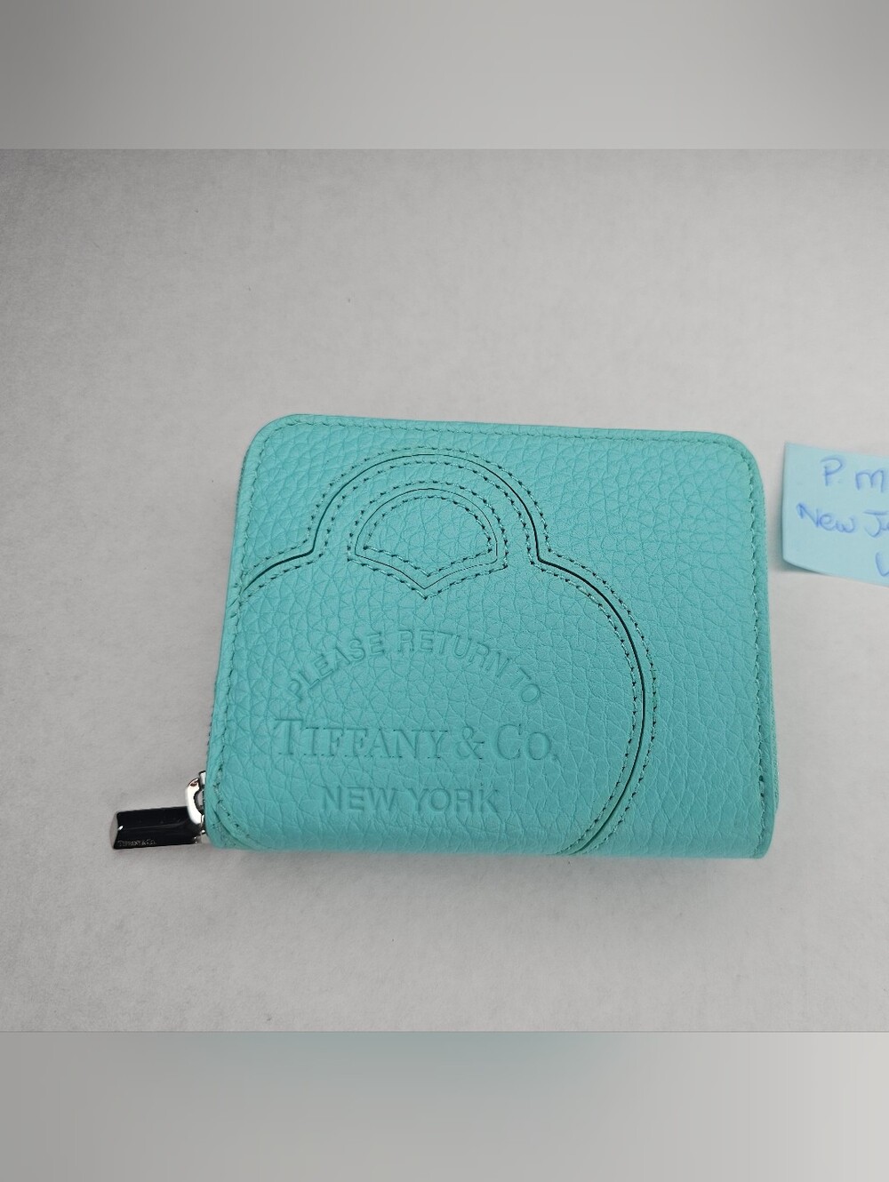 Tiffany & Co. Small Pebbled Leather Wallet in Tiffany Blue